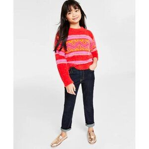 Holiday Lane Youth Big Girls Medium Fair Isle Crewneck Sweater in Red $40 280